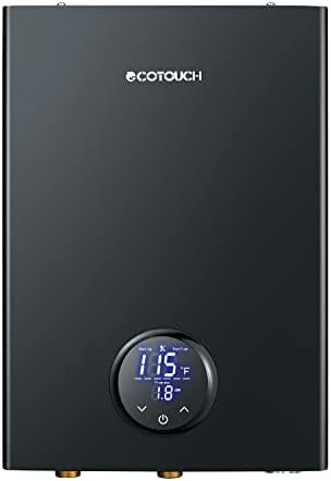 Electric Tankless Water Heater, ECOTOUCH 14kW Instant Hot Water Heater on Demand 240V Point of Use Hot Water Heater Self-Modulation ECO140B Black