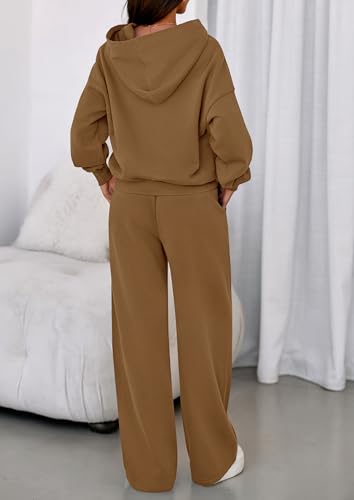 Image of PRETTYGARDEN Womens Sweatsuits 2 Piece Set 2026 Casual Winter Long Sleeve Hoodie Loose Wide Leg Sweatpants Fall Tracksuit