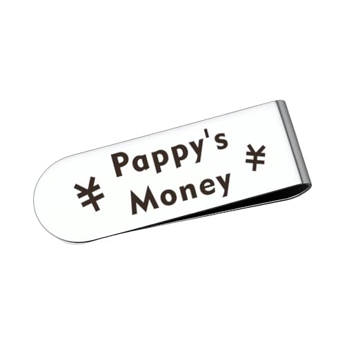 Pappy Money Clip for Men Grandpa Grandfather Papa Funny Engraved Gifts for Grandpa Papa Grandfather Money Clips for Cash Wedding Gift for Men Grandpa Wedding Clip for Cash Clip for Money