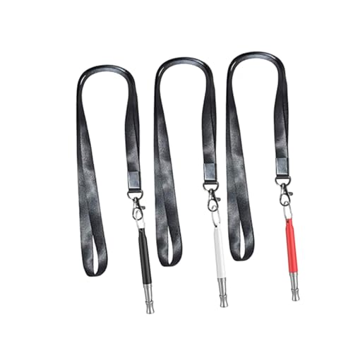 ibasenice 3Pcs Dog Whistle Training Tool with Lanyard Bark Control for Various Breeds Lightweight Durable Pet Supplies Black White Red
