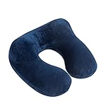 Inflatable Travel Pillow, Neck Pillow Support for Traveling, Airplanes, Cars, and Offices with Compact Carrying Bag, Soft Velvet Washable Cover, Ideal for Adult Sleepers (Blue) - Image 4