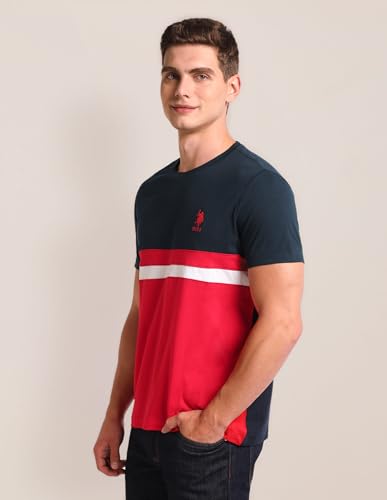 Image of U.S. Polo ASSN. Knitted Slim Fit Cotton T-Shirts for Men - Breathable & Comfortable, Half Sleeves Mens Casual T Shirts