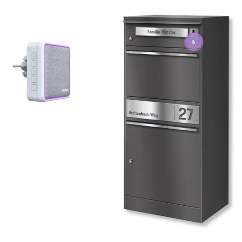 Metzler Briefkasten mit Paketfach & Funkklingel,...