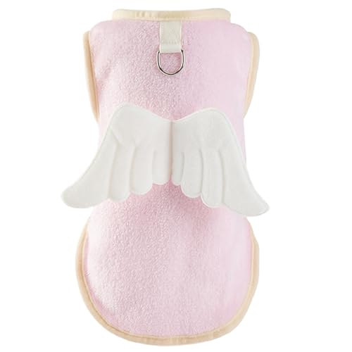 YUELER Chaleco peludo liso para perros pequeños a grandes, ropa suave de color sólido, pijama de primavera con alas de dibujos animados