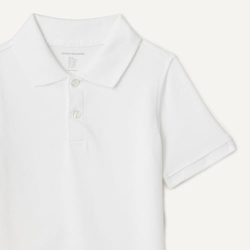 Amazon Essentials Jungen Einheitliches Kurzarm-Piqué-Poloshirt, Weiß, 8 Jahre