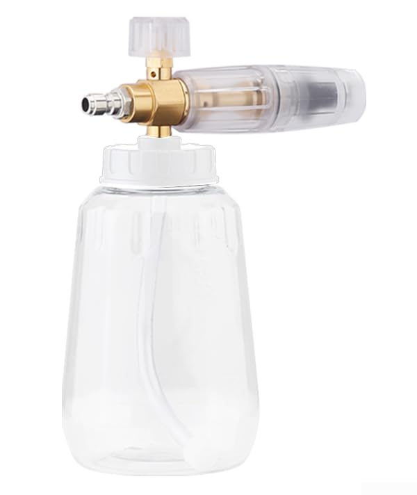 Olla de espuma simple de conexión rápida con filtro integrado y gran apertura para el cuello (transparente, 1 L)