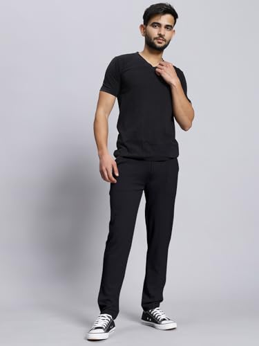 Image of VALLEY Casual Textured Slim Fit Trousers, Side Pockets
