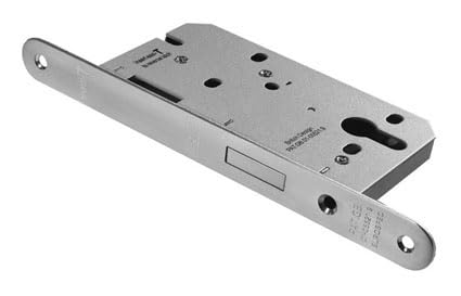 Kooples Hardware Easi-T Contract Euro Profile Deadlock – Mortice Lock Case for Euro Cylinder – High-Security Deadbolt Lock for Internal & External Doors (Radius, Satin Stainless Steel, 55mm Backset)