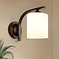 CANMEIJIA Wall Sconce 1 Light, Modern Wall Light Fixture, Bathroom Vanity Lights with Matte Black Wall Lamp for Bedroom Kitchen Hallway Porch, Milky White Glass Shades, E26 Socket, Bulbs Not Included