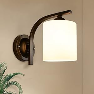 Wall Sconce 1 Light, Modern Wall Lighting Fixture, Bathroom Vanity Lights with Matte Black Wall Lamp for Mirror Bedroom Kitchen Hallway Porch, Milky White Glass Shades, E26 Socket, Bulbs Not Included