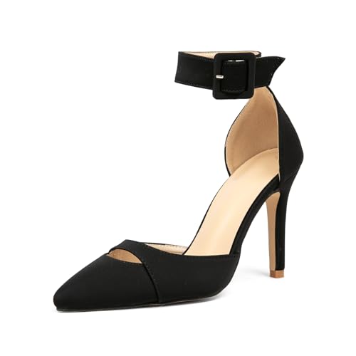 GATUXUS Women's Stiletto High Heels Pumps Pointed Toe Ankle Strap Dress Sexy Sandals Shoes for Wedding Party