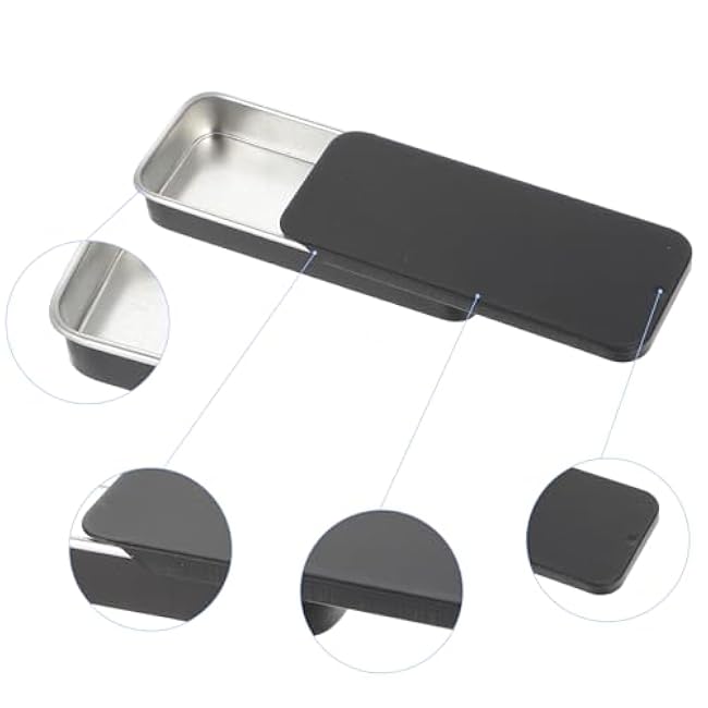 6 PCS Mini Metal Tin Box Containers, Waterproof Tin Box with Slide Top for Candy Gum Mint & Craft Storage, Tiny Storage Container with Lids, Fit in Pocket Purse Black, White, Silver
