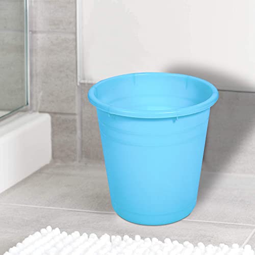 Image of Kuber Industries Plastic Dustbin|Portable Garbage Basket & Round Open-Top Trash Can for Home,Kitchen,Office,College,10 Ltr.(Sky Blue)