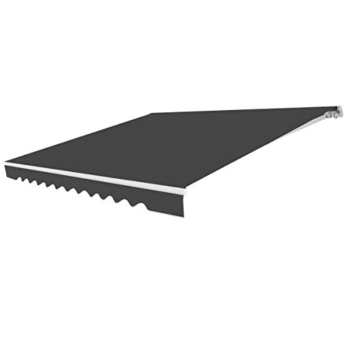 COSTWAY Store Banne de Manuel Rétractable de 3,6 x 3M Angle Réglable 5-35°, Auvent de Terrasse avec Tissu Résistant aux UV et à l'eau Cadre en Aluminium, pour...