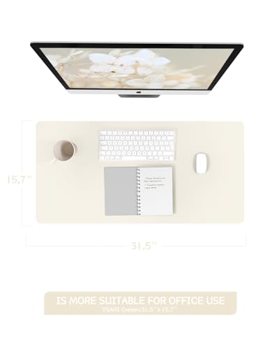YSAGi Schreibtischunterlage, Mauspad mit Leder und Rutchfeste Wildleder, Multifunktionales Office Mousepad Laptop Schreibunterlage, Tisch-Schutz Unterlage für Büro/Home-Office (Creme, 80x40cm)