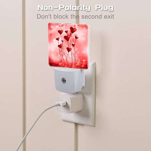 Image of Red Hearts Night Light Plug into Wall,Romantic Sweet Heart Dusk to Dawn Night Light Plug in,0.5w Energy Saving Sleep Friendly NightLight for Kids, Ideal Gifts for Birthday Mother's Day