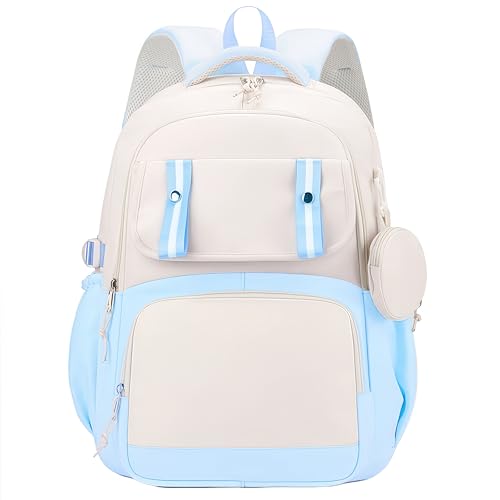 Aryan Schulrucksack Frauen, 17In Schulranzen Leichtgewicht Laptop Rucksack Tasche für Frauen Teenager Mädchen Jungen für Reisen College Arbeit (Blau)
