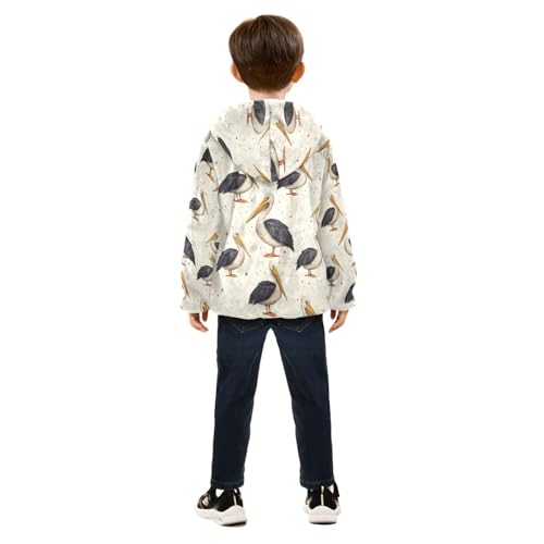 Pelican Vintage Pattern Toddler Fleece Jacket Girl Boys Hooded Fleece Jacket Coat Warm Outwear Zip-up 3-10T4