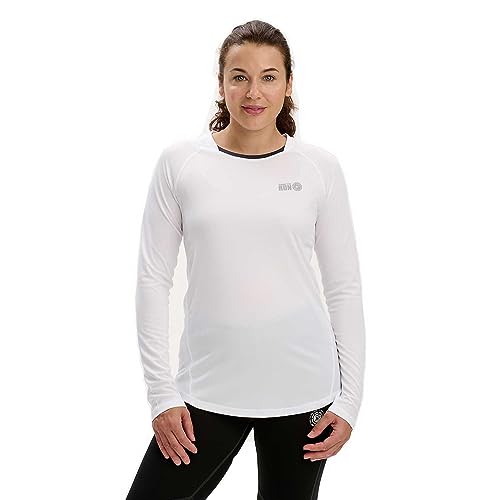 Time To Run Women's Quick Dry Long Sleeve Technical Breathable Training Spirit Running/Gym/Workout T Shirt Top 12 White/Charcoal