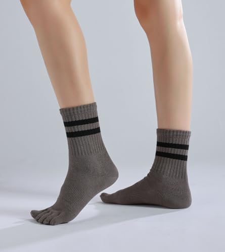 Toe Socks Five Finger Split Athletic Running Crew Cotton for Women 3 Pairs3
