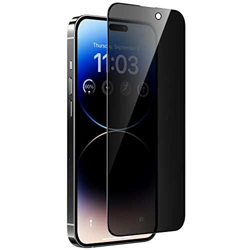BENKS Protector Pantalla Privacidad Cobertura Completo para iPhone 14 Pro 6,1 Pulgadas, [Eliminación de polvo automática 1s] Vidrio Templado Antiespia Cover