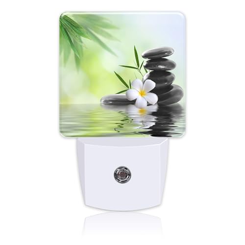 Image of Plug in Night Lights Spa Concept Zen Stones Nightlight Plug Into Wall Dusk to Dawn Sensor LED Night Light for Kid Girls Boys Women Men Room Decor, Hallway, Kitchen, Bathroom, Nursery, Stairs