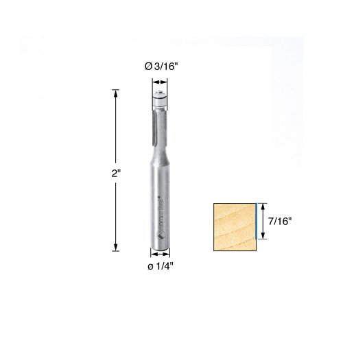 Amana Tool - Mr0102 Carbide Tipped Miniature Flush Trim 3/16 Dia X 7/16 X 1/4" Shank W #TOP1