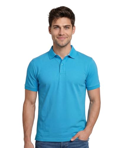 Image of AWG ALL WEATHER GEAR 100% Cotton Polo T Shirt for Men | Soft & Breathable Fabric | Regular Fit | Half Sleeve Polo Collar T Shirt | Casual & Office Wear | Comfortable & Durable Mens Polo T Shirt
