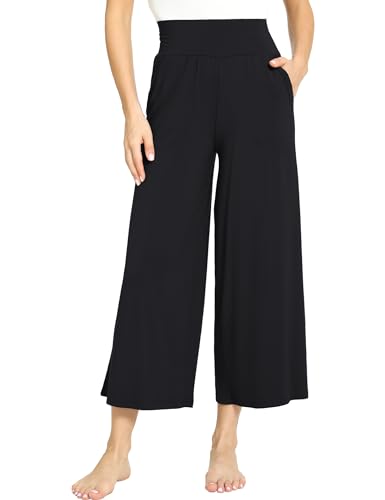 GYS Bamboo Viscose Capri Pants for Women, Wide Leg Cropped Pajama Pants, Loose Yoga Sweatpants, Palazzo Lounge Pj Bottoms