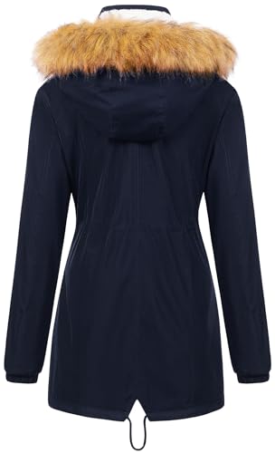 Chrisuno Women's Mid-Length Military Parka Winter Outerwear Insulated Jacket Soft Fleece Snow Faux Fur Coat2