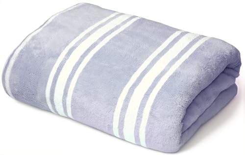 Image of Cortina Stripe Printed Towels for Bath (70 x 140 cm) 380 GSM Microfiber, Ultra Soft, Highly Absorbent & Quick Dry for Gym, Beach & Bathroom Towels for Men, Women & Kids (Purple Big Stripe)