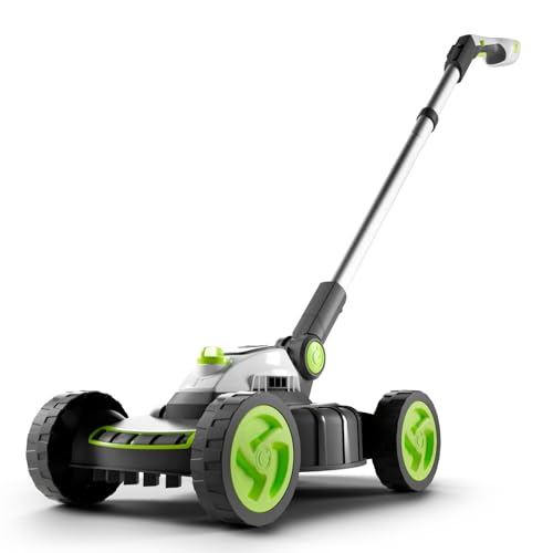 Gtech SLM50 Small Alloy Steel Lawnmower | Cordless Electric Lightweight Grab and Go | 2 Cutting Heights | 5200 RPM 10 Inch Width | 18 V | 30 mins Runtime Grey/Green/White