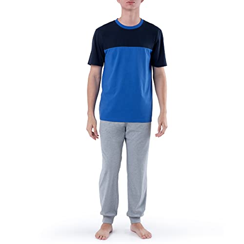IZOD Men's Short Sleeve Sueded Colorblock Tee and Jogger Pant Sleep Set