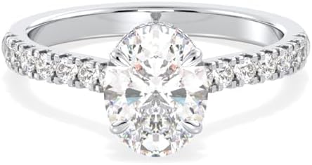 Certified 2.5 Carat Oval Moissanite Engagement Ring for Women, D Color VVS1, 925 Sterling Silver with 18K White Gold Plating, Hidden Halo Solitaire Bridal Ring - Image 2