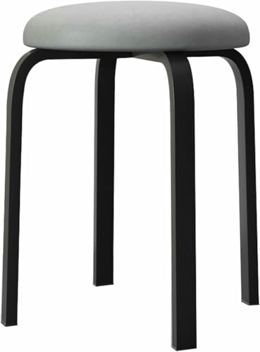 Taburetes de bar apilables de metal, taburete redondo sin respaldo con asiento de piel sintética para cocina, hogar y vestidor, sillas apilables cortas