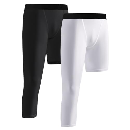 Valcatch 2 Pack Pantalones de Compresión para Jóvenes Niños Adolescentes Mallas de Baloncesto de una Pierna Capa Base Ropa Interior de Entrenamiento Atlético