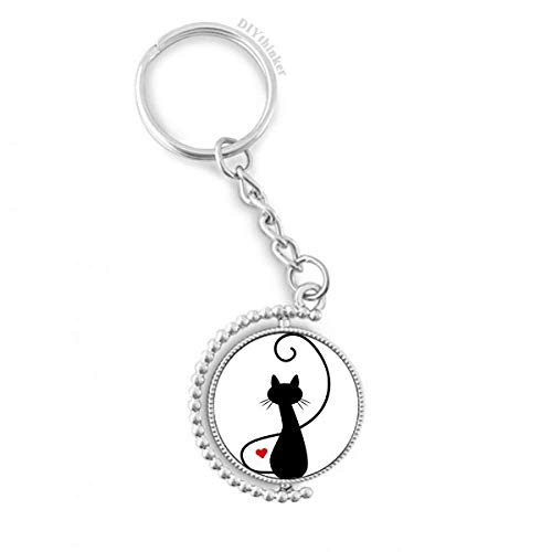 Llavero de gato giratorio silueta corazón para colgar en mochilas y bolsos diarios