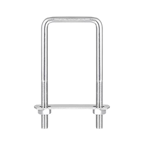 Image of uxcell Square U-Bolts, 2 Sets 52mm(2.05 inch) Inner Width 120mm Length M8 304 Stainless Steel U Clamp Bolt with Nuts and Plates, for Boat Trailer
