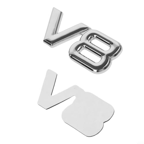 V8 Badge autocollant en métal chromé pour voiture de course et performance Argenté