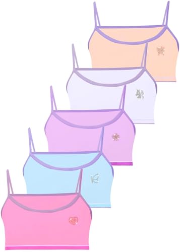 LOREZA ® 5 Mädchen Bustier aus Baumwolle mit Strass - Spaghettiträger...