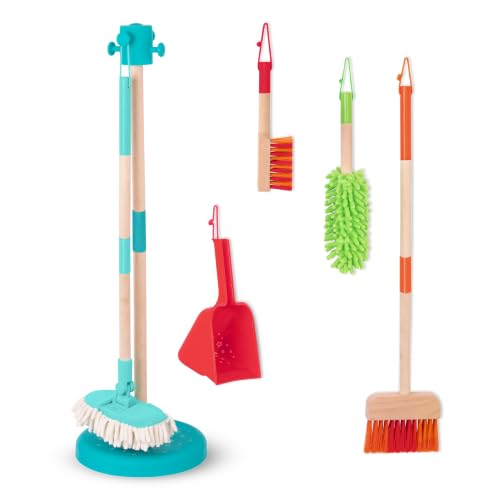 Image of Battat Kids Cleaning Set, Sweep n' Clean Pretend Play Kit, Wooden, Playset