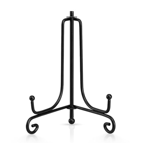 Tincogo (2 pack) Iron Display Stand Black Iron Easel Plate Display Photo Holder Stand Displays Picture Frames Cookbooks Decorative Plates Tablets and Art 4 Inch