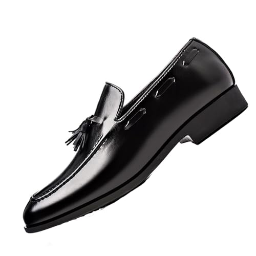 Men's Vintage Leather Tassel Oxford Loafers,Fashion Pointed-Toe Slip-on Tuxedo Dress Shoes,Casual Non-Slip Business Formal Work Shoes