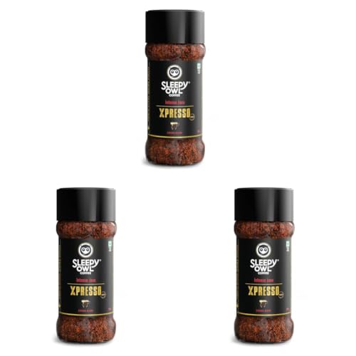 Image of Sleepy Owl 100g Intense Java Xpresso Coffee | Strong Blend Instant Coffee | Makes 50 Cups | Dark Roasted To Perfection | Intense, Bold And Strong Flavour | Have It With Milk Or Without (Pack of 3)