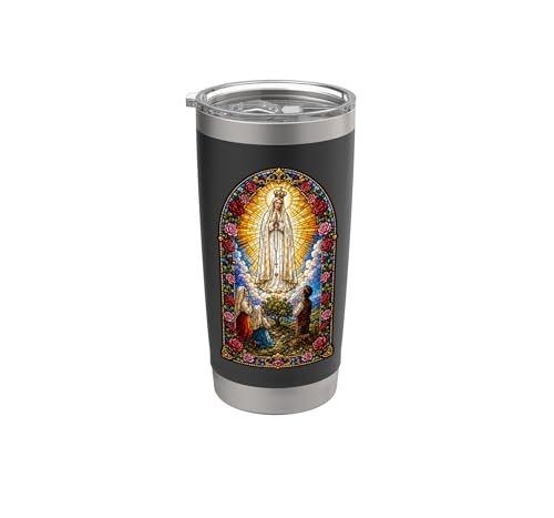 Art de dévotion en mosaïque catholique Notre-Dame Marian Apparition Gobelet isotherme en acier inoxydable double paroi