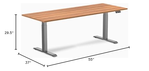 Image of Desky Electric Standing Desk, 78.7 inch Laminate Height Adjustable Sit Stand Desk, Dual Motor, 4 Memory Presets, Ergonomic Computer Workstation for Home Office - Prime Oak Top and Space Gray Frame