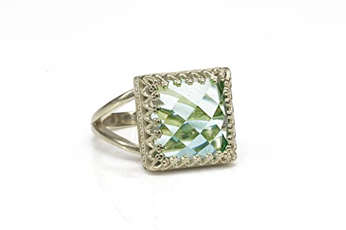Attractive Topaze Bagues pour Femmes par Anemone Bijoux - Superbe Topaze Bleue en Or 14K - Bague Argent Bande - Exquise Bague de Pierre de Naissance - Bagues...