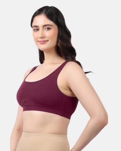 Image of Lavos Bamboo Cotton Comfort Sleeping Bra for Women, Slip On Bras to Wear at Home, Non-Padded & Non-Wired Sports Bras, Full /High Coverage, Soft Comfortable & Breathable Broad Strap Bra (Pack of 2)