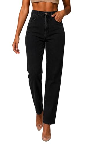 Image of Women's High Waist Mom Fit Jeans | Stretch Denim | Tapered Ankle Length Casual Jeans