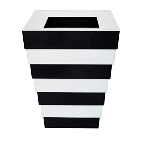 Jjek Trash Can, Rectangular Folding with Pressure Ring Indoor Rubbish Bin Home Living Room Storage Box Black and White Stripes 10L